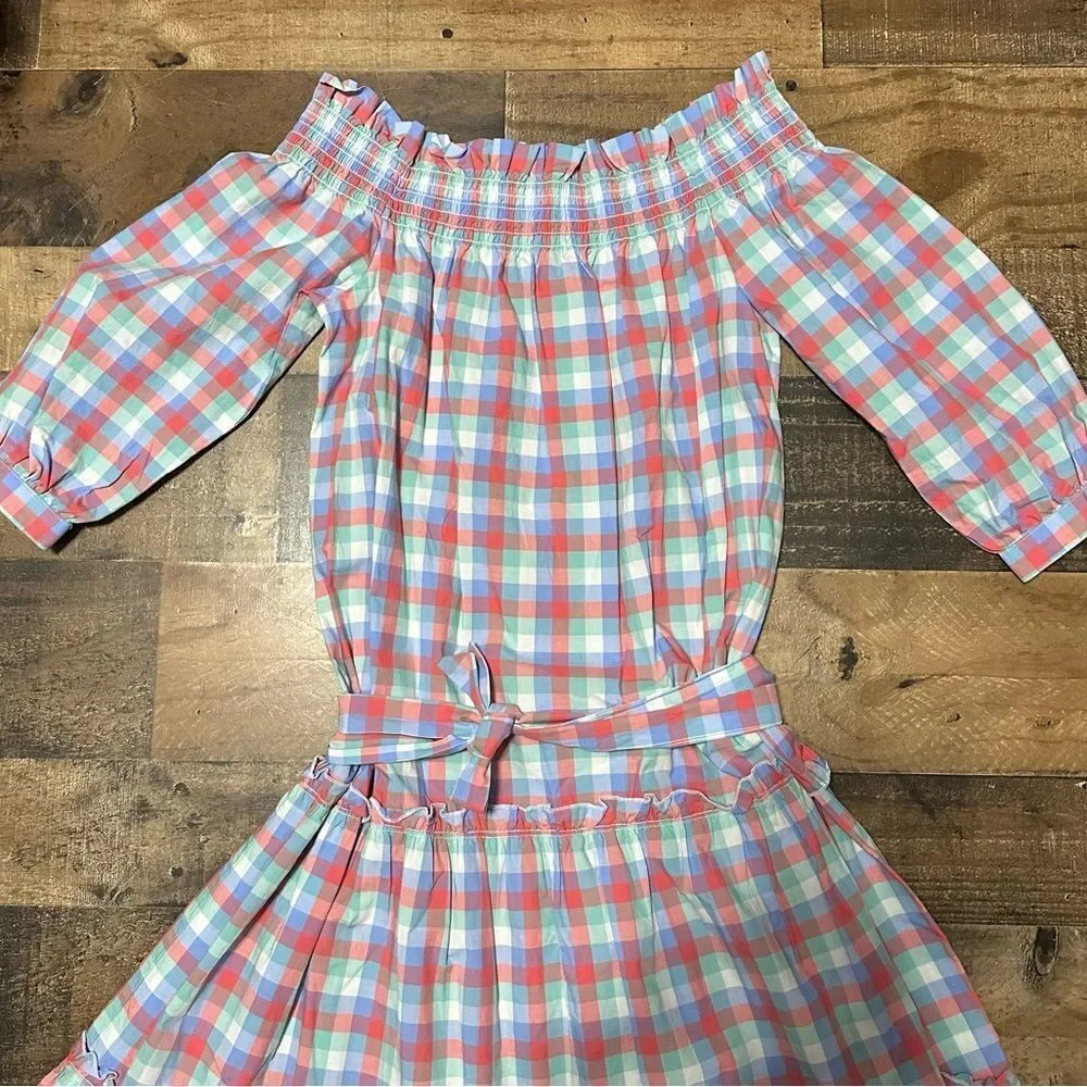 Kate Spade Broome Street Madras Off-Shoulder Dress